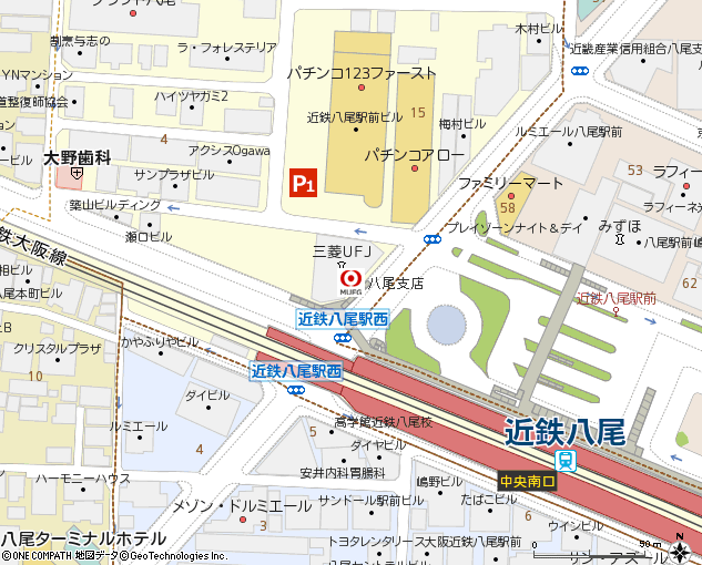 八尾支店付近の地図
